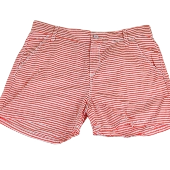 Girls Striped Pockets Shorts Adjustable Waist Red and White, Size 16 - Picture 1 of 6